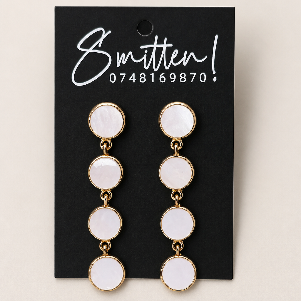 Four-tier Geometric Disc drop Earrings - Image 2