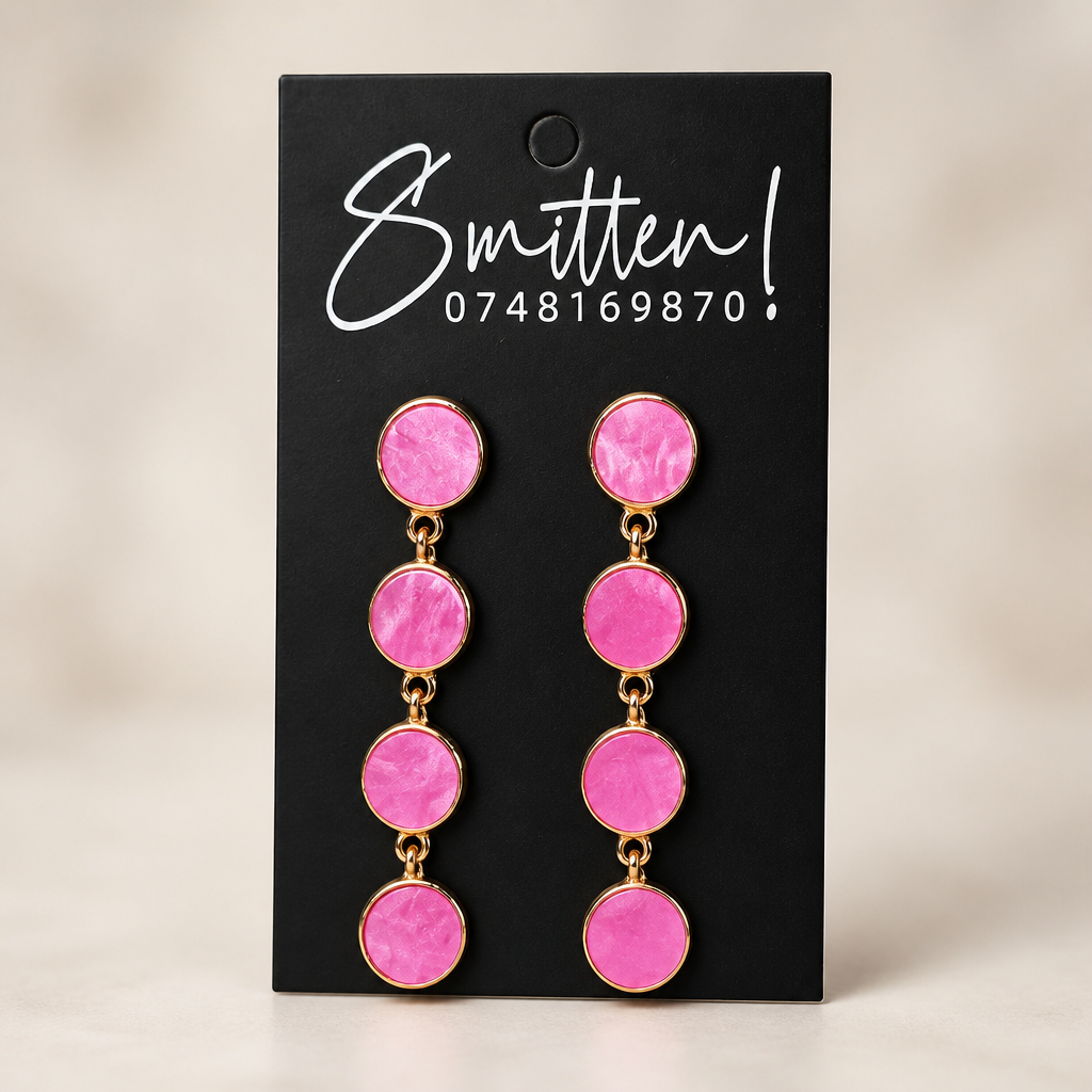 Four-tier Geometric Disc drop Earrings - Image 3
