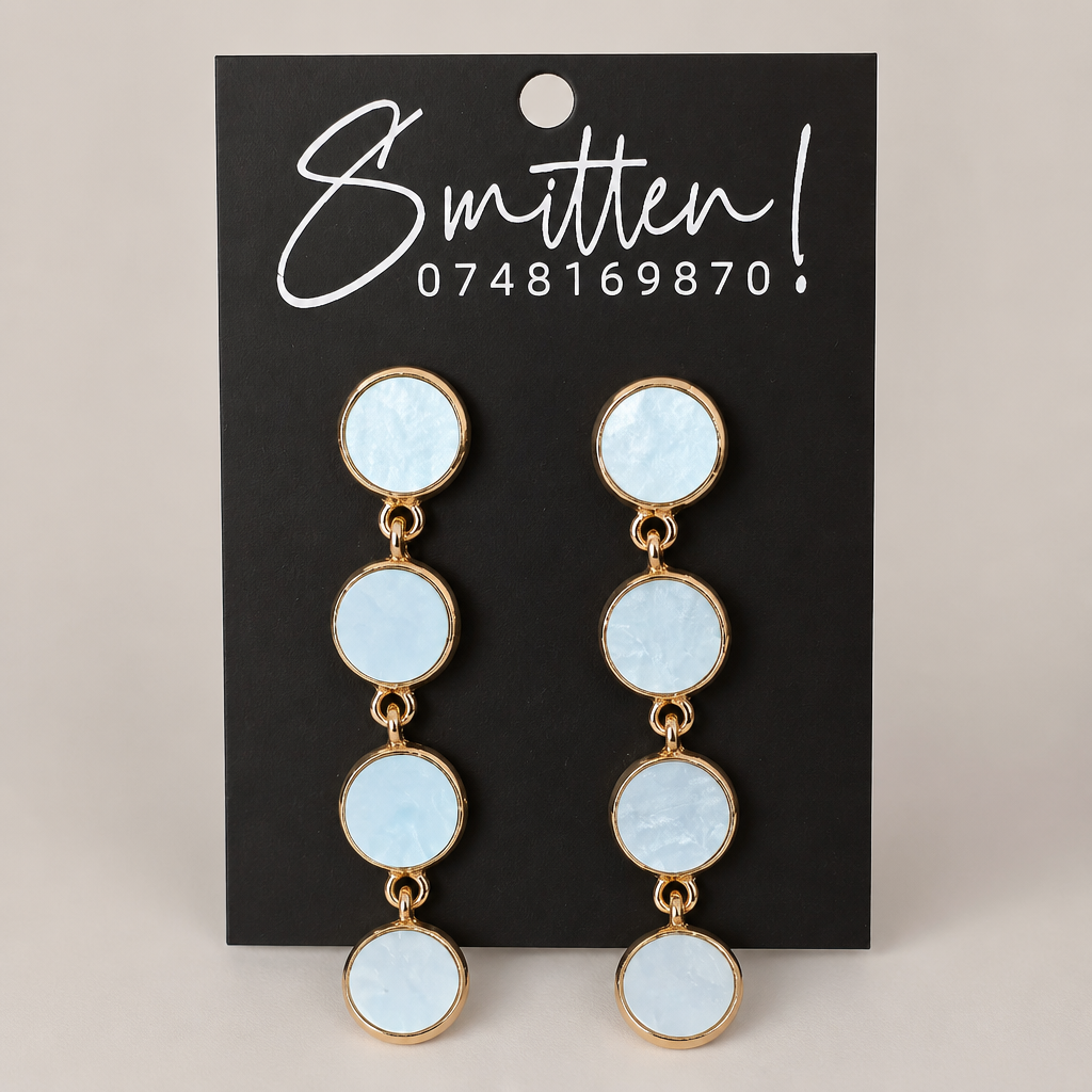 Four-tier Geometric Disc drop Earrings - Image 4