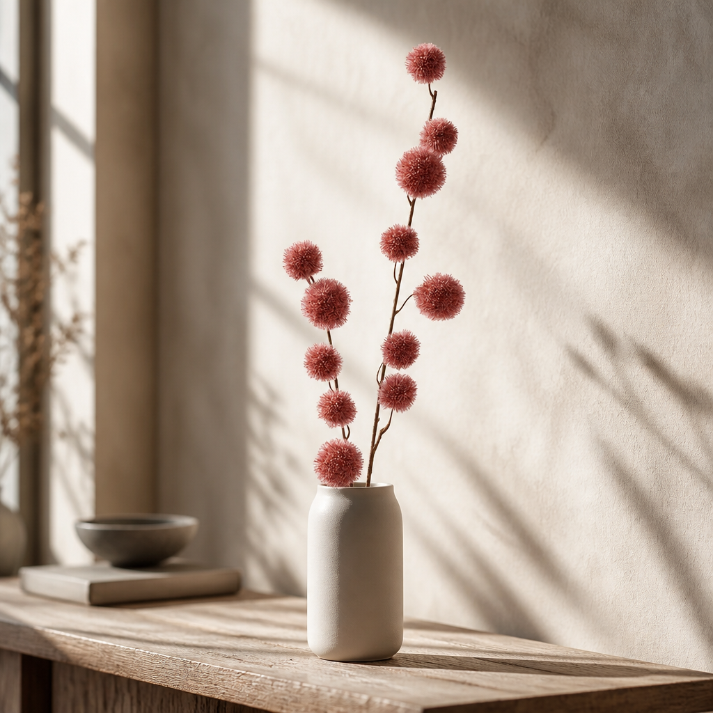 Artificial pom-pom floral stems