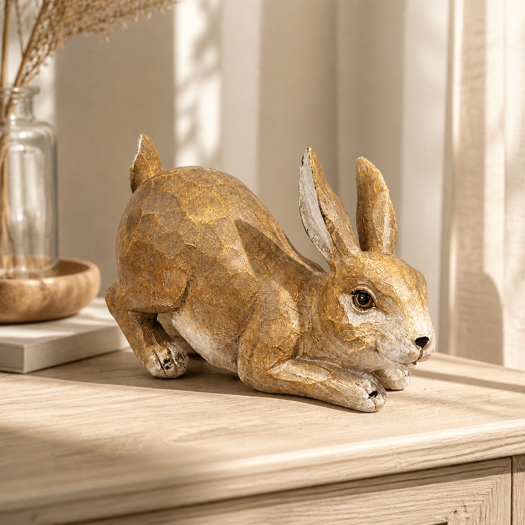 Achillies a crouching rabbit figurine