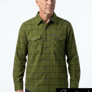 Olive-green flannel shirt
