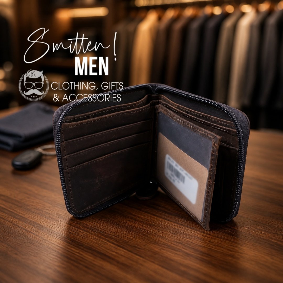 Men's dark Brown Leather Bifold Wallet - Image 3
