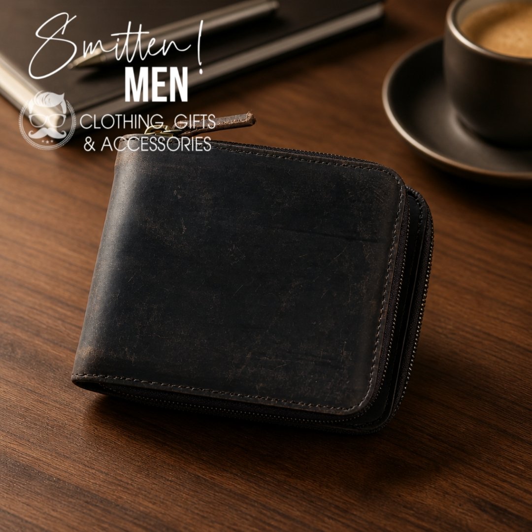 Men's dark Brown Leather Bifold Wallet - Image 5
