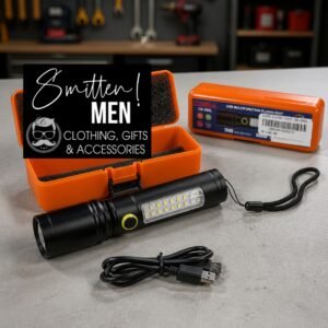 LED flashlight in orange harshell storage case