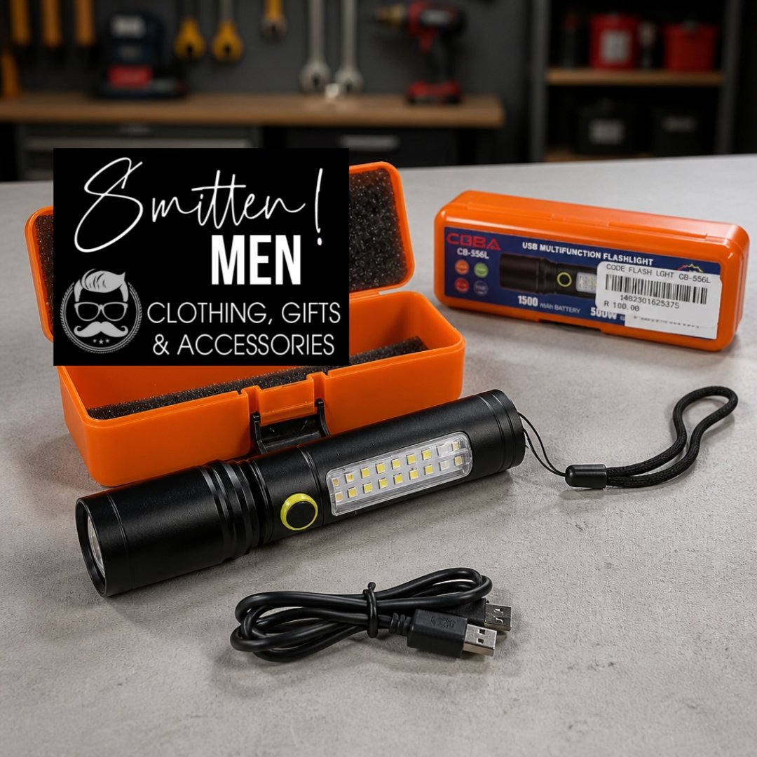 LED flashlight in orange harshell storage case