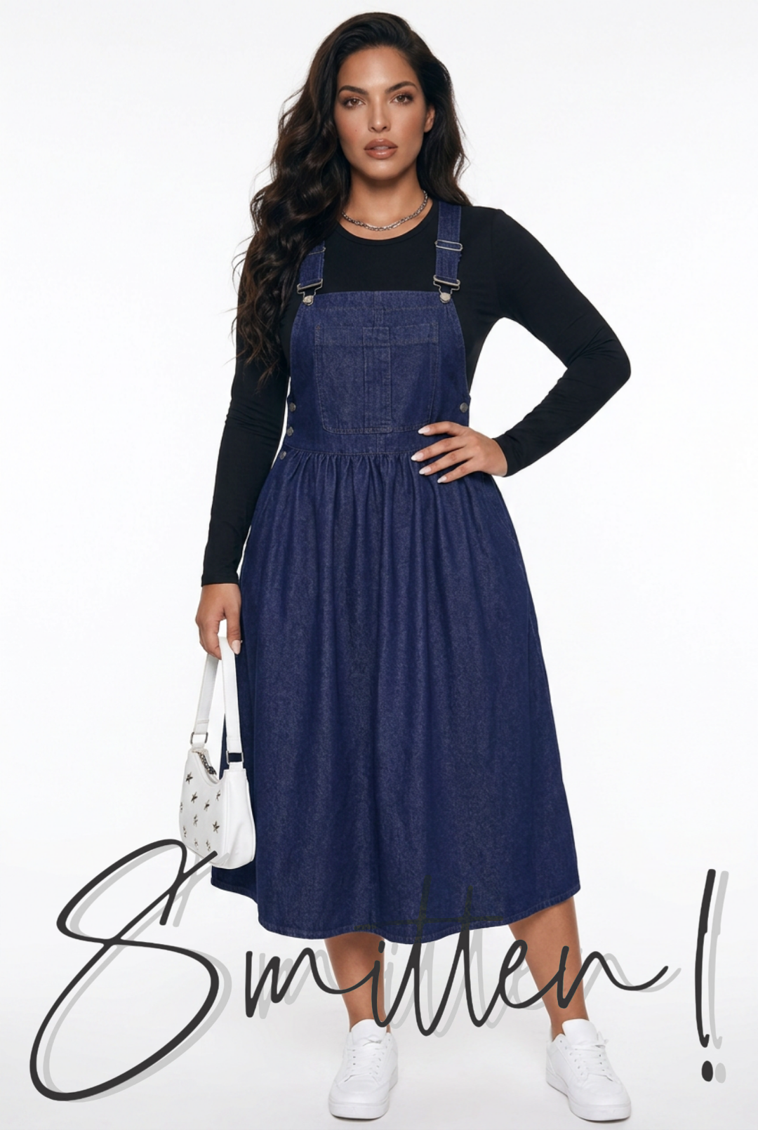 Classic Blue Denim Dungaree Midi Dress
