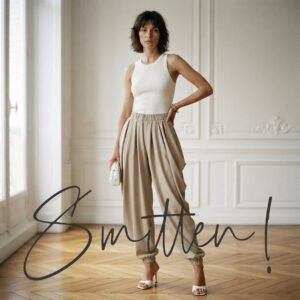 Ladies Loose Flowing Shuttle Trousers - Beige