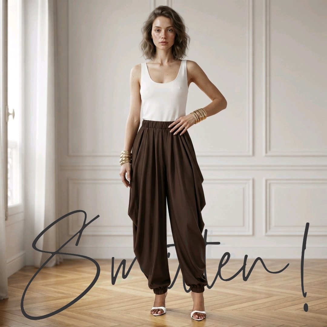 Ladies Loose Flowing Shuttle Trousers - Brown