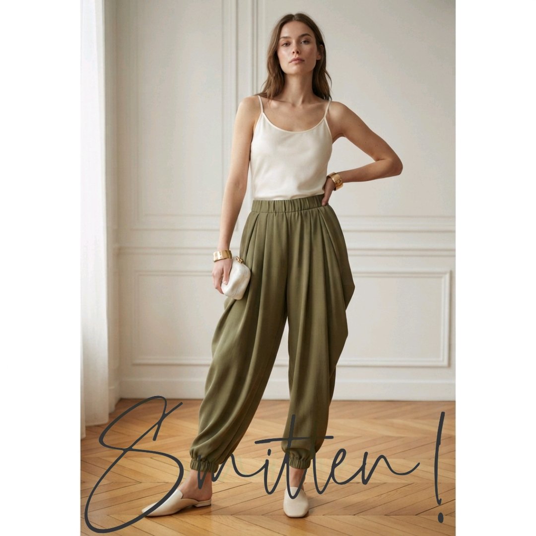 Ladies Loose Flowing Shuttle Trousers - Green