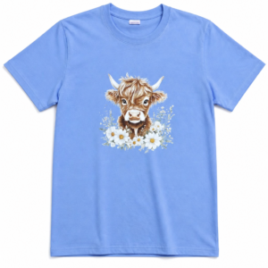 Highland Cow - Blue with daisy's
