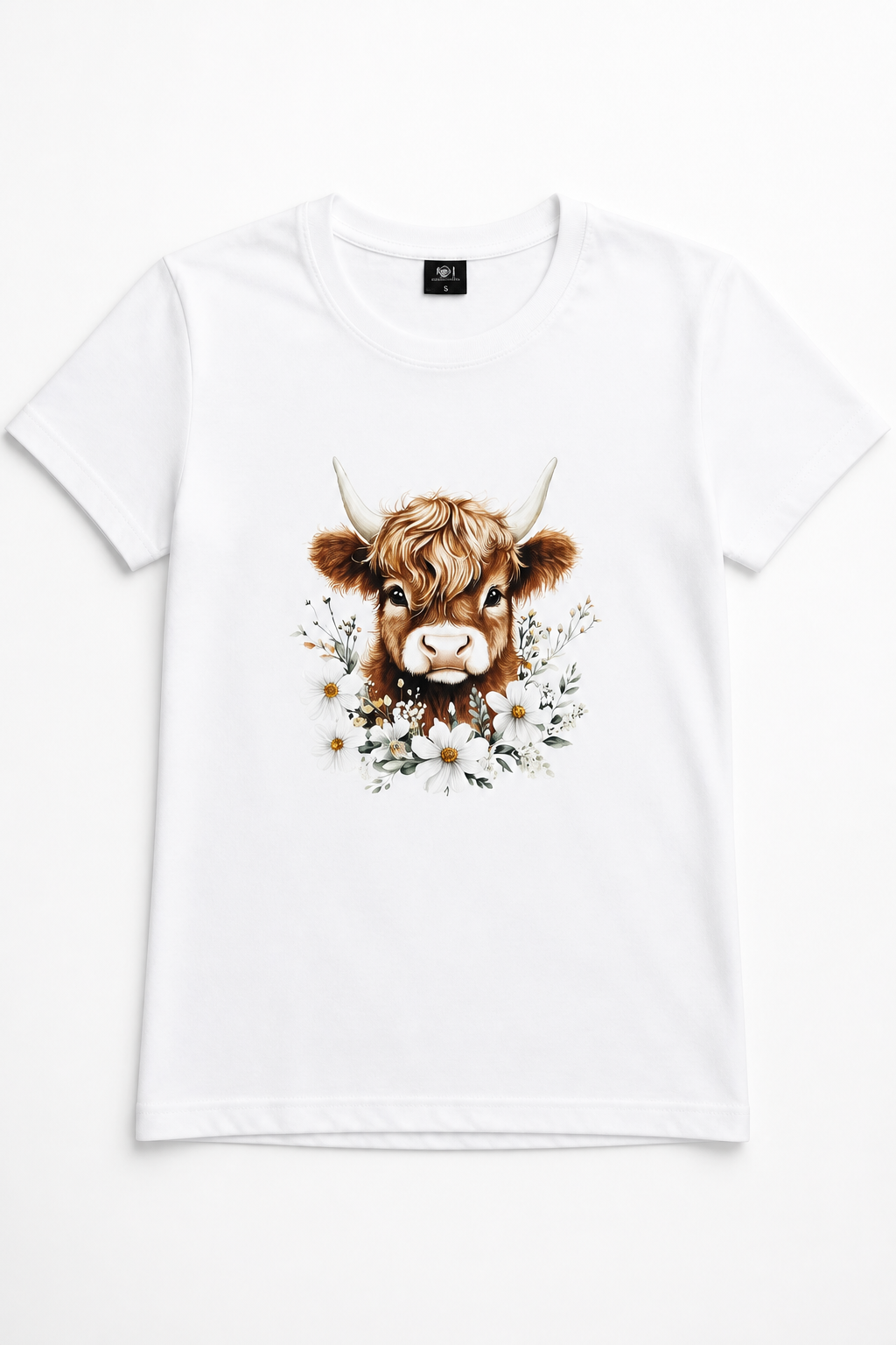 Highland Cow - White Daisies