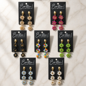 Triple-tiered Flower Drop Earrings