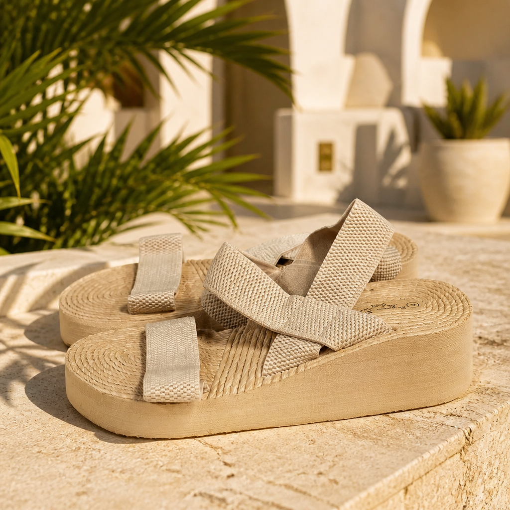 Khaki Wedge Sandal