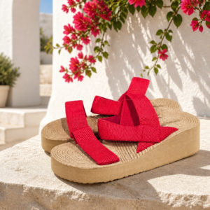 Red Wedge Sandal