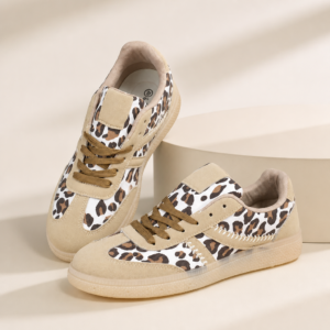 Low-top Sneakers Leopard Print Khaki