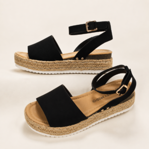 Platform Espadrille Sandals Black