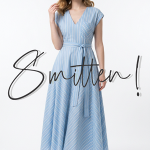V-neck Striped Multi-directional Maxi dress - White and Blue