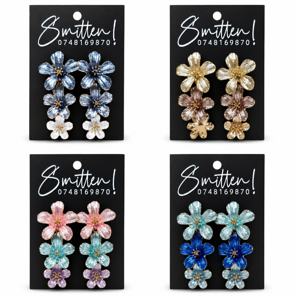 Three-tier Flower Cascade Earrings