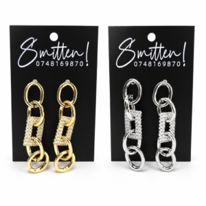 Sparkling Interlocking Chain Drop Earrings