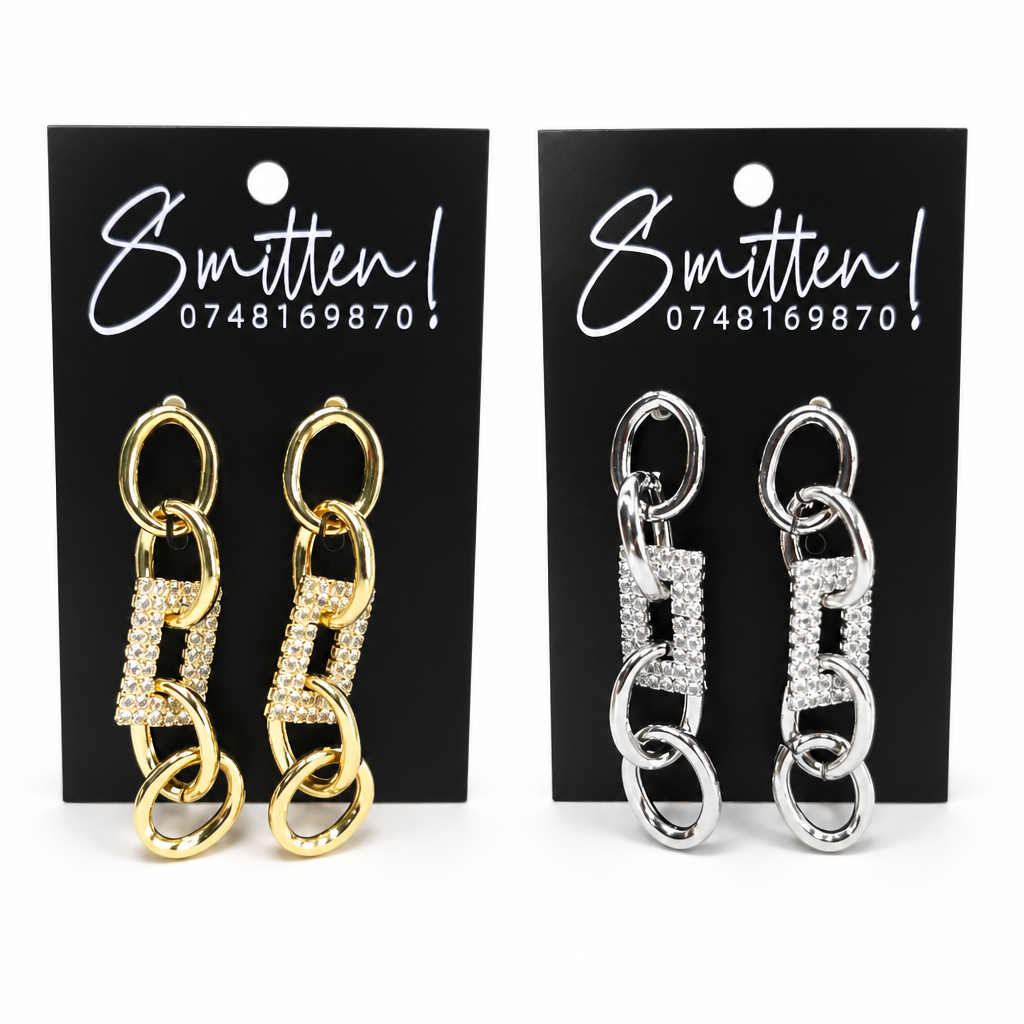 Sparkling Interlocking Chain Drop Earrings