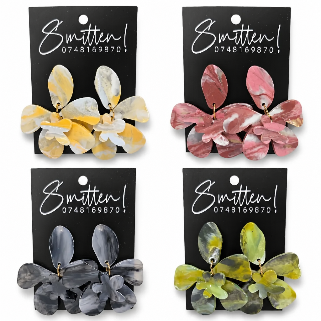 Floral Orchid Drop Earrings