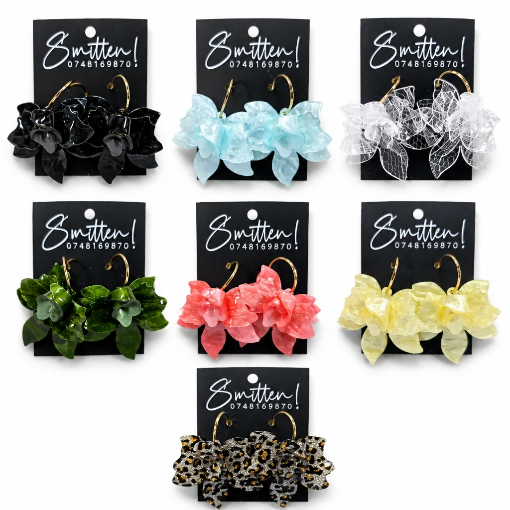 Bohemian Resin Flower Hoop Earrings - Image 3