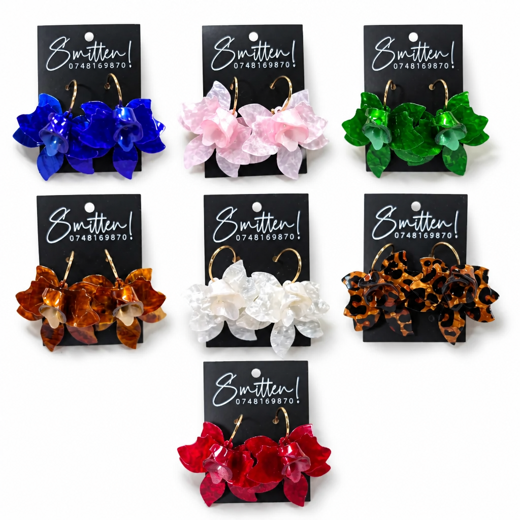Bohemian Resin Flower Hoop Earrings - Image 2