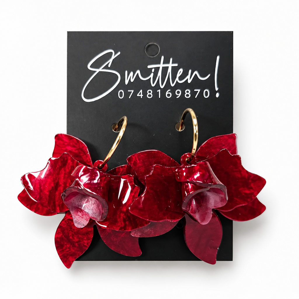 Bohemian Resin Flower Hoop Earrings - Image 12