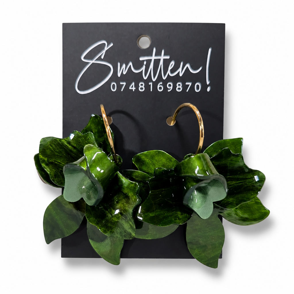 Bohemian Resin Flower Hoop Earrings - Image 6