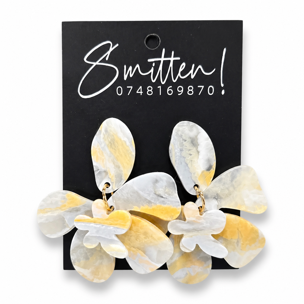 Floral Orchid Drop Earrings - Image 3