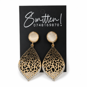 Gold-toned Filigree Teardrop Dangle Earrings