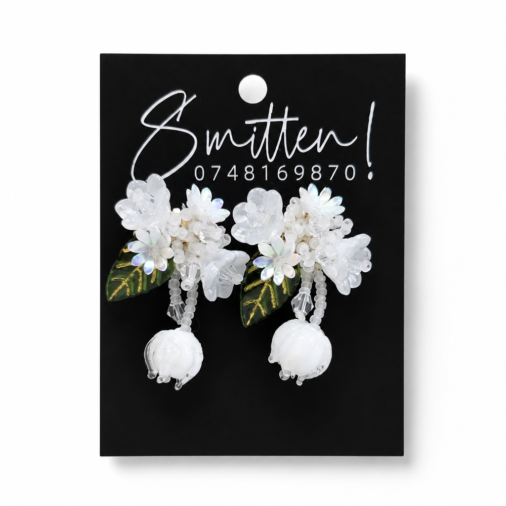Hand-Woven 3D Floral Drop Earrings - Image 2