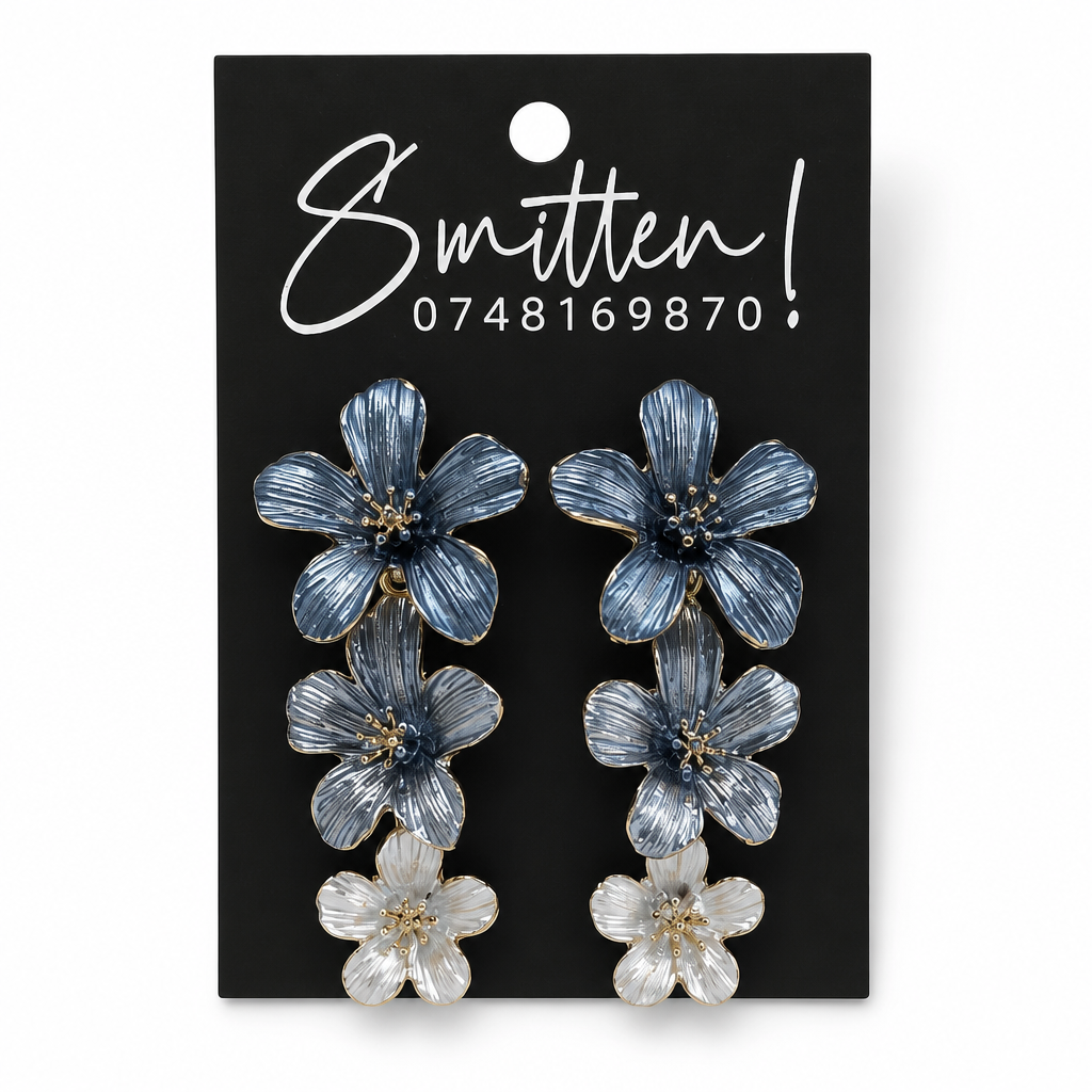 Three-tier Flower Cascade Earrings - Image 3