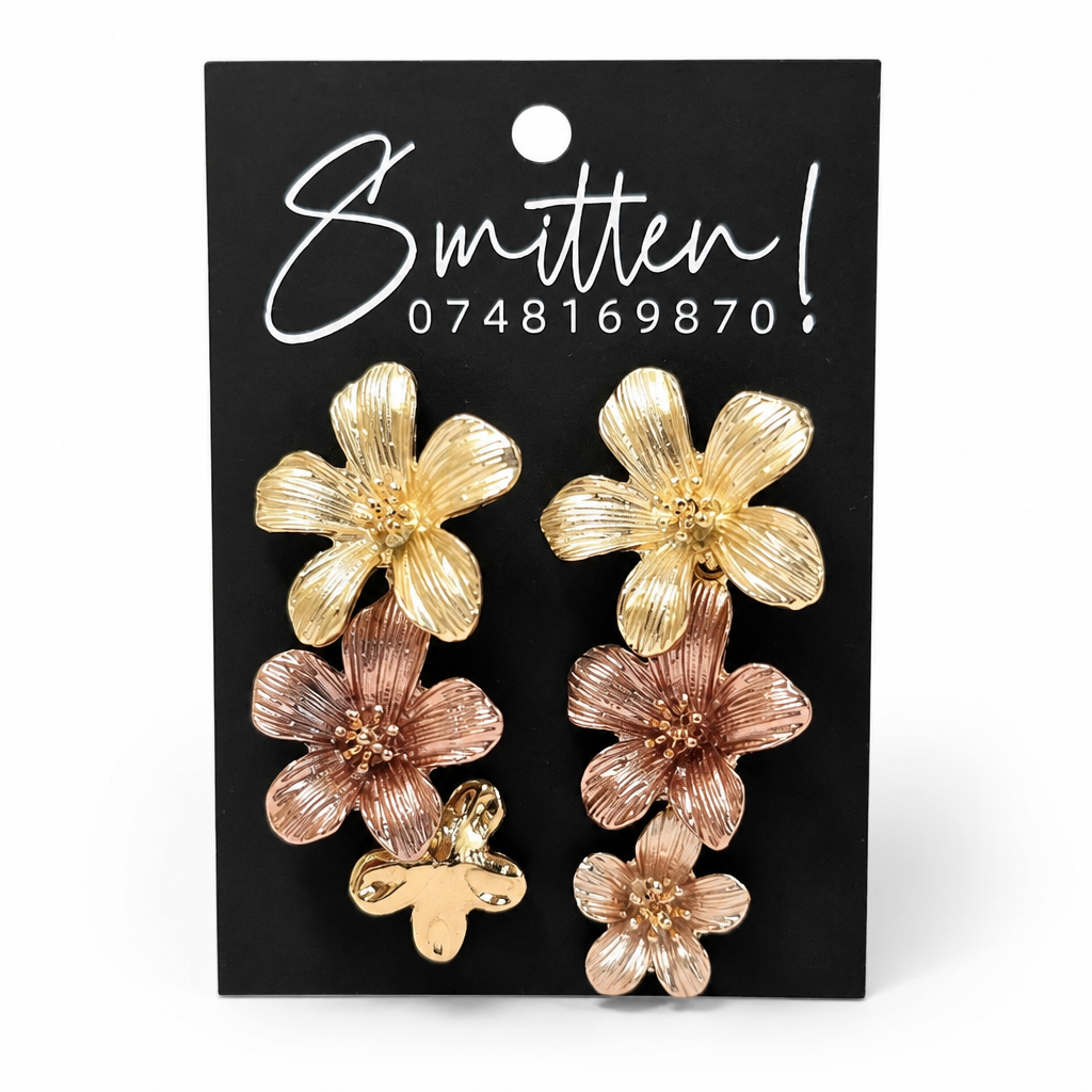 Three-tier Flower Cascade Earrings - Image 4
