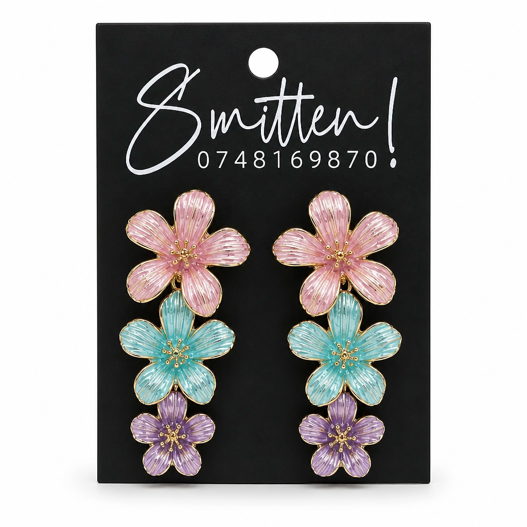 Three-tier Flower Cascade Earrings - Image 5