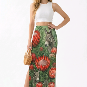 Vibrant Graphic Maxi Skirt Green Donkey & Protea