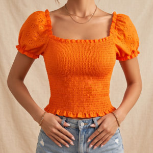 Smocked Crop Top Orange