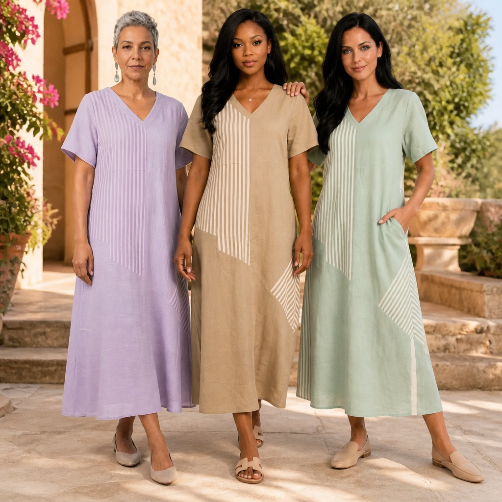 Color block Maxi-stripe Dress - Brown - Image 2