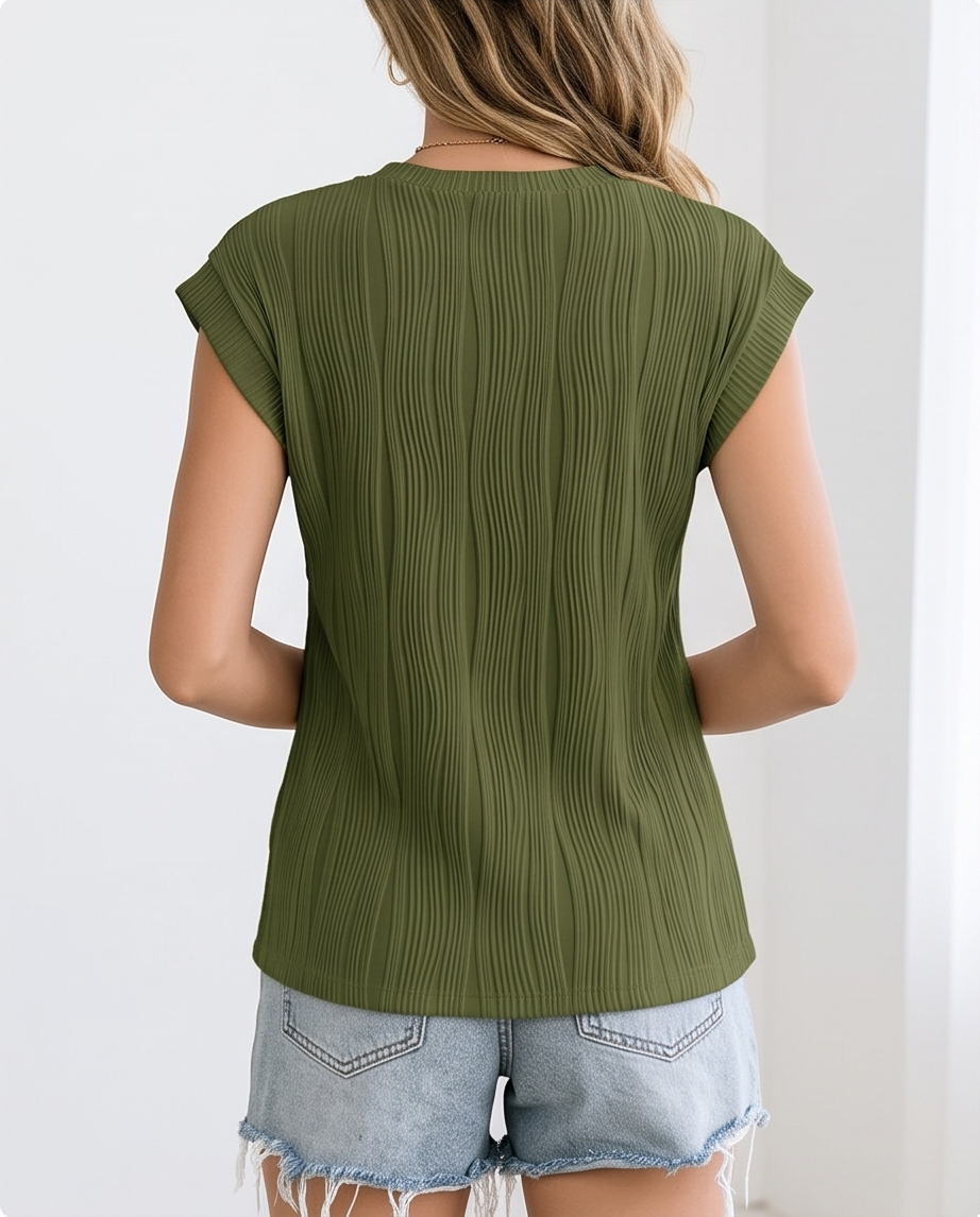 Wavy Plissé Textured Top - Green - Image 5