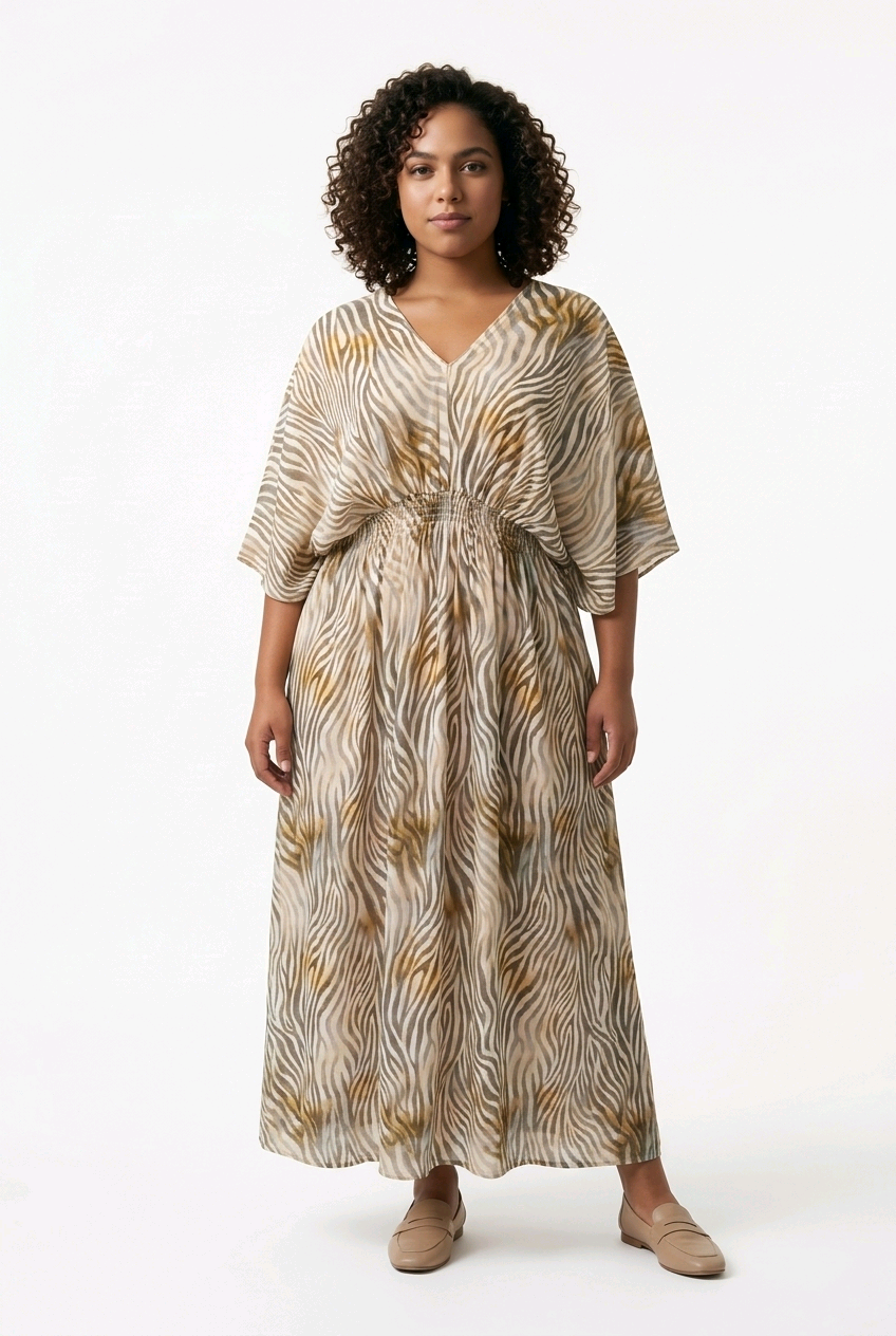 Maxi Kaftan Dress - Light Tiger