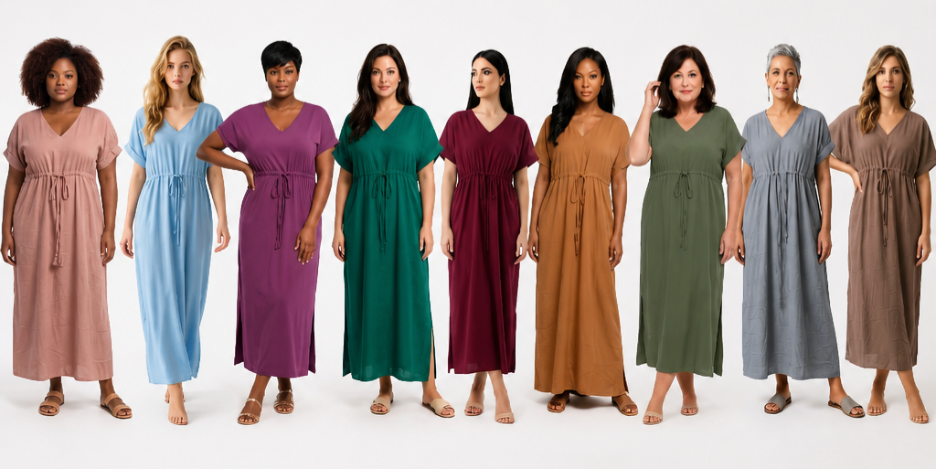 Kaftan Maxi Dress - Plain Colors