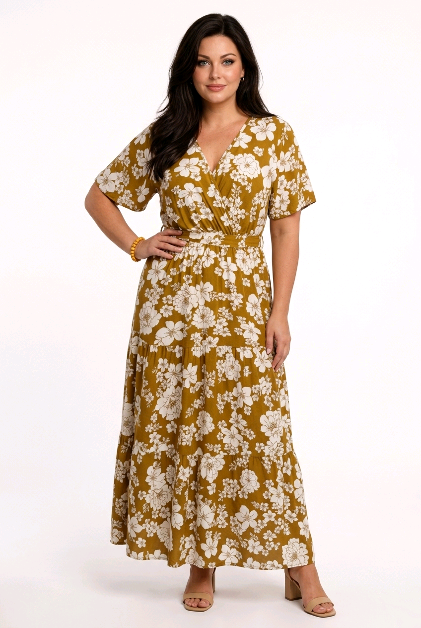 Bohemian-style Tiered Maxi Dresses - BROWN