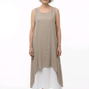 Sleeveless Double-layered dress Brown