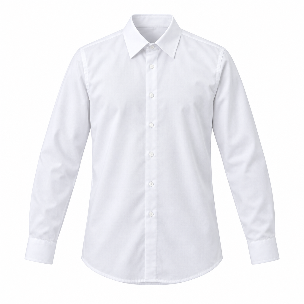 Men’s White Long-Sleeve Slim Fit Shirt
