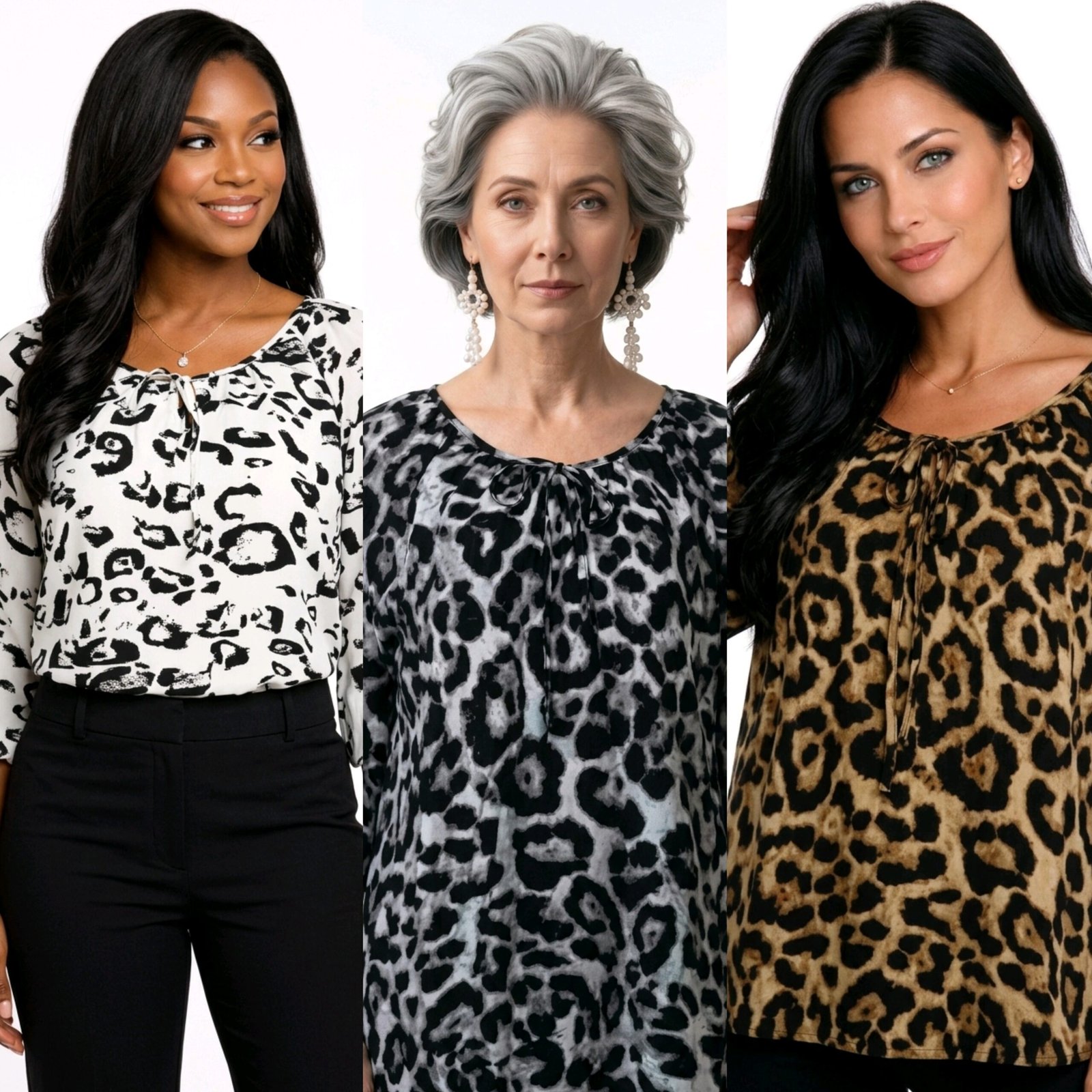 Leopard-print Peasant Blouses WHITE - Image 2
