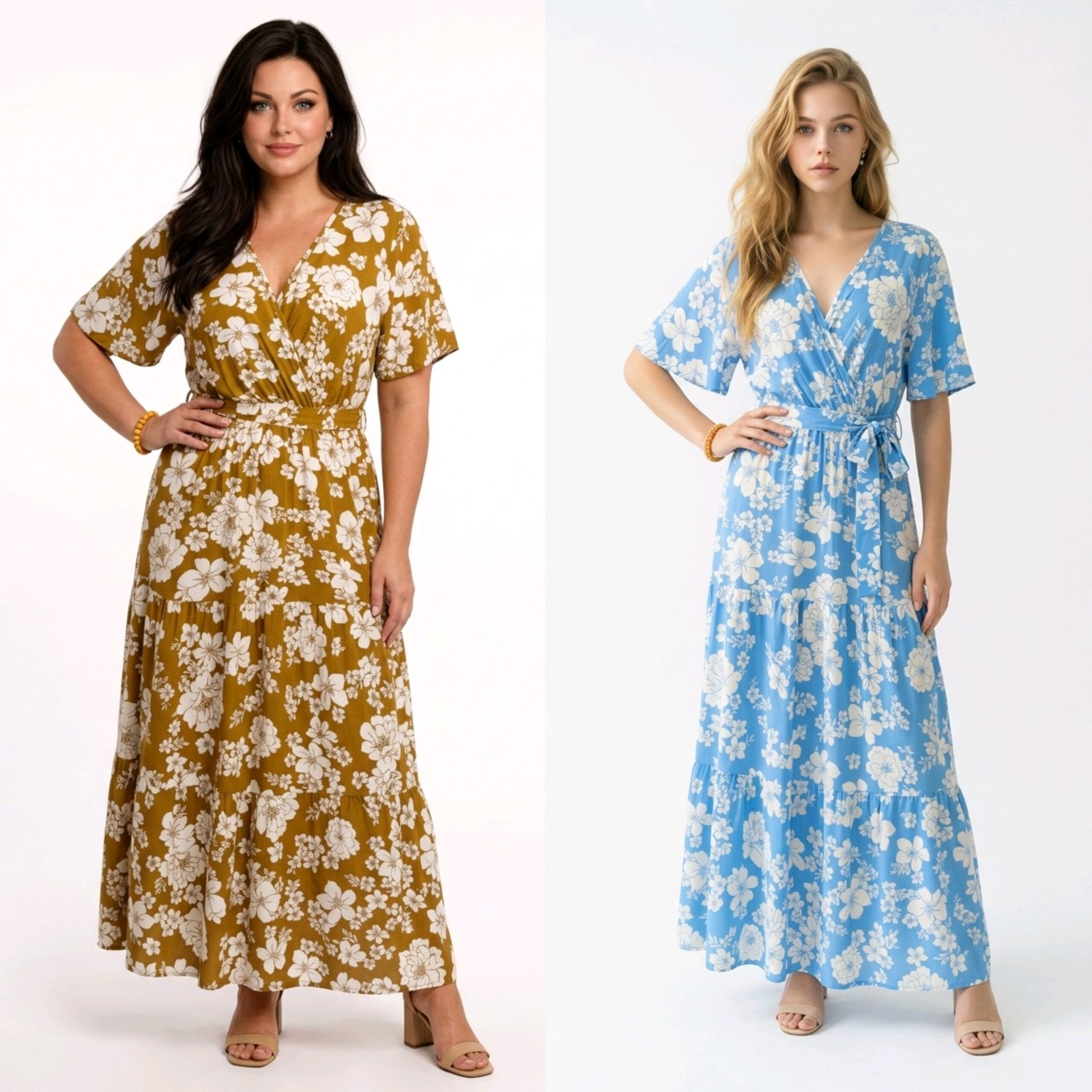 Bohemian-style Tiered Maxi Dresses - BLUE - Image 2