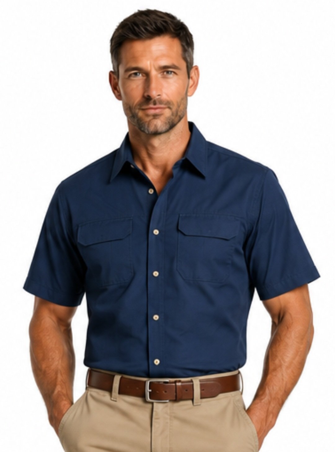 Salty Short Sleeve Bush Shirt - Navy