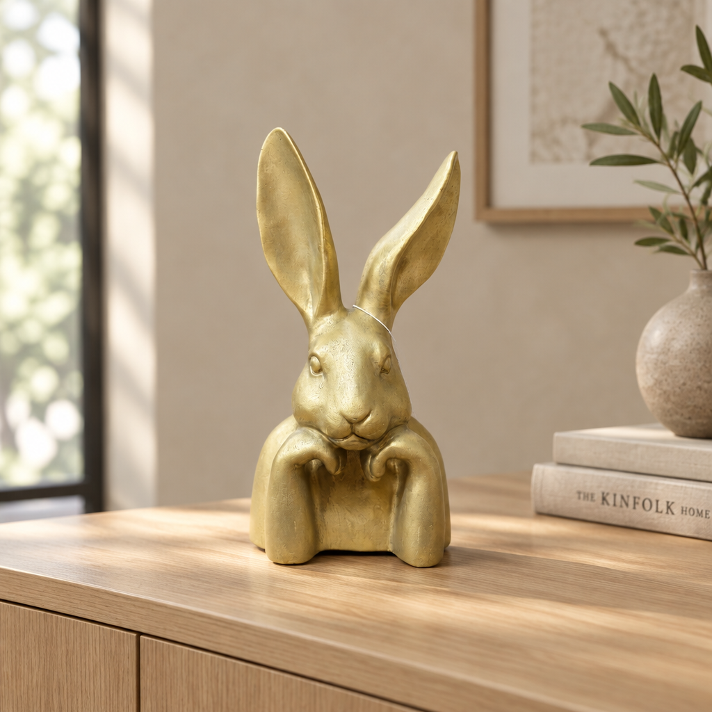 Extra Small Gold Thinking Bunny