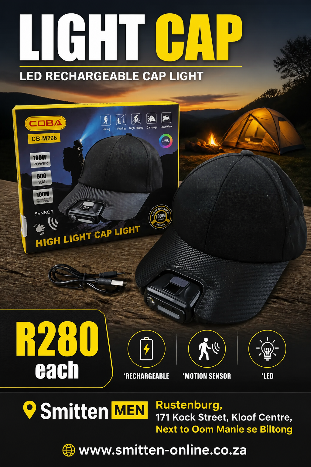 COBA LED Rechargeable Cap Light (Model CB-M296)